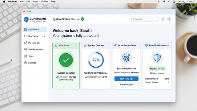 Diagram showing multiple layers of a modern internet security suite protecting a Windows PC, including antivirus, firewall, ransomware protection, and phishing shields