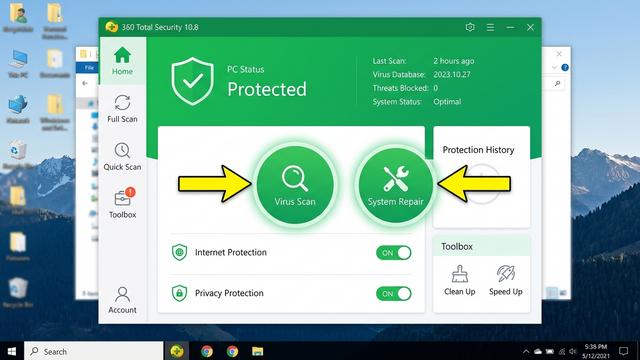 Flowchart showing the infection chain from initial Windows 10 operation did not complete virus error to full system compromise