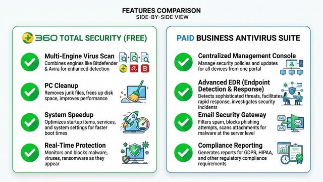 Screenshot mockup of a centralized antivirus management dashboard showing endpoint status, threat alerts, policy deployment, and compliance reporting panels