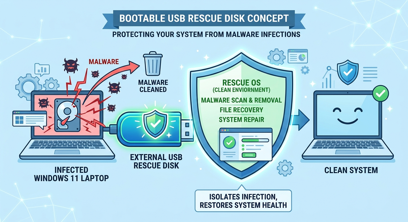 Comparison infographic showing Quick Scan versus Full System Scan depth in antivirus software, illustrating comprehensive coverage of boot sectors, compressed files, and system memory