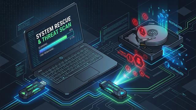 Screenshot of 360 Total Security main dashboard highlighting the Virus Scan and System Repair features for Windows 10 malware removal