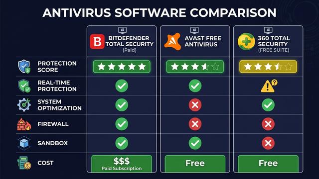 Screenshot of 360 Total Security interface showing the Antivirus, Cleanup, and Optimization modules on a Windows desktop